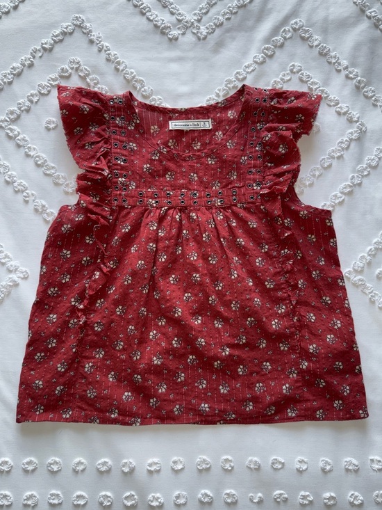 Abercrombie & Fitch Tops - Abercrombie & Fitch Rust Floral Eyelet Ruffle Top